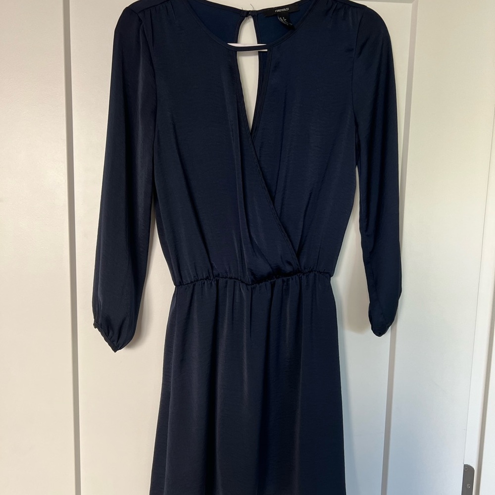 Navy silk dress